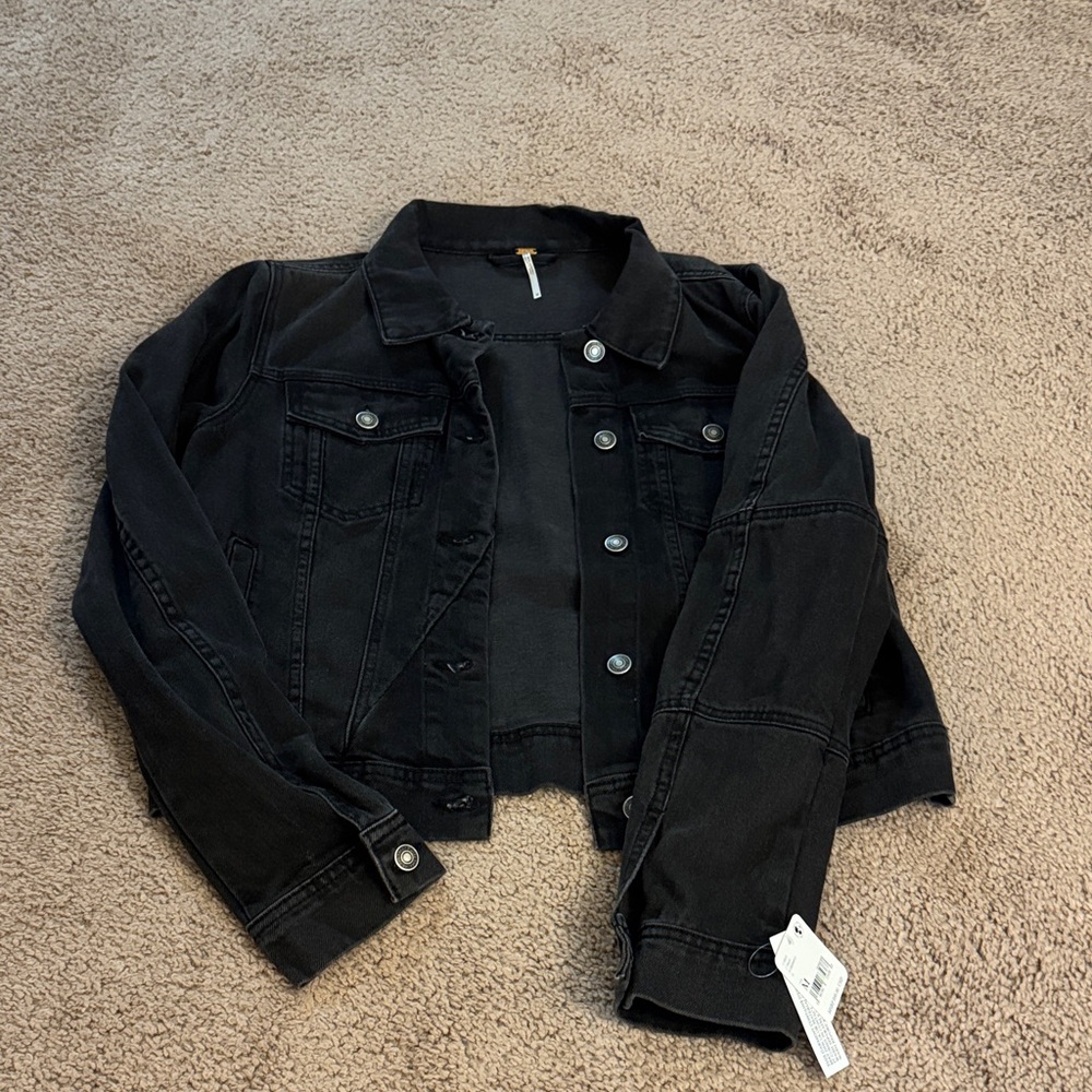 Free People black denim jacket